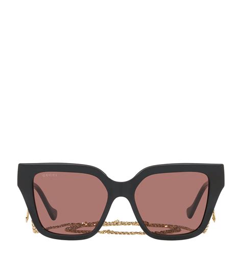 gucci rectangle sunglasses for women|gucci rectangular sunglasses with chain.